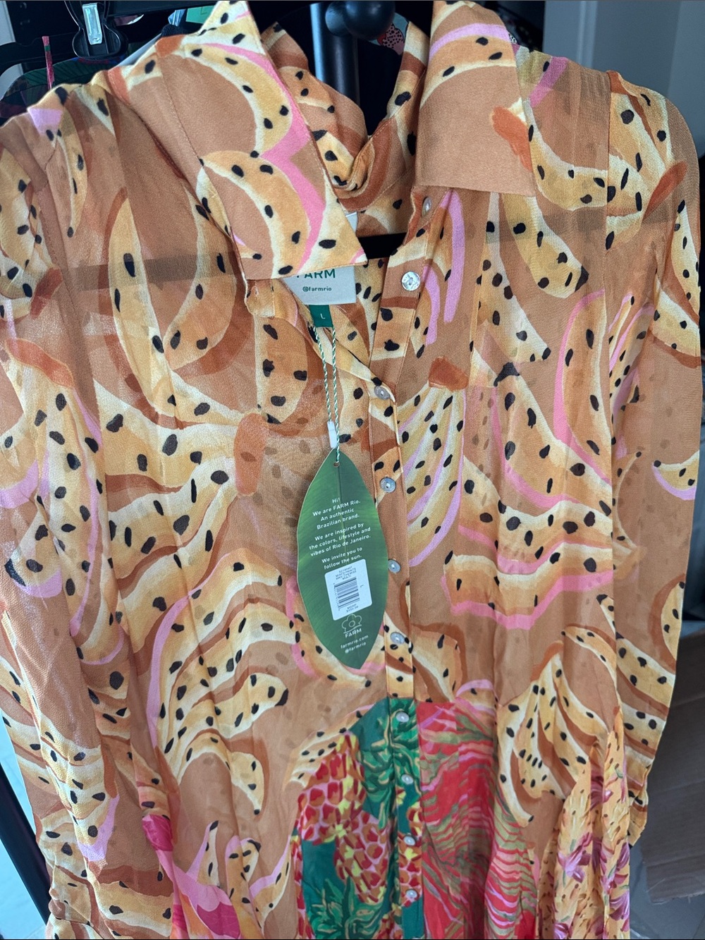 FARM Rio NWT Mixed Prints Maxi Chemise Dress with Belt - Picture 3 of 16